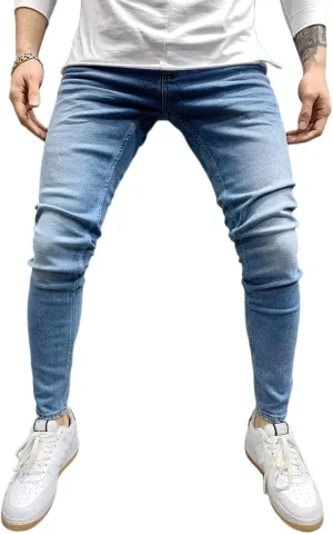 Skinny Jeans for Men Slim Fit Stretch Ripped Tapered Leg Fashion Jeans Distressed Destroyed Holes Skinny Denim Pants