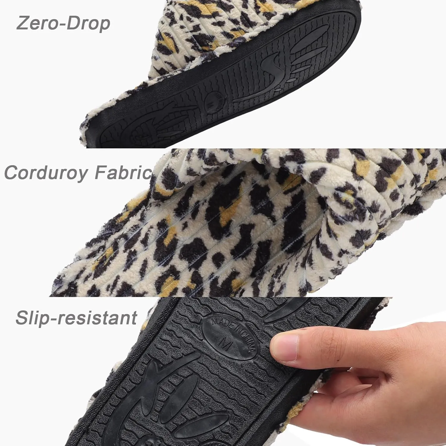 Slippers for Women House Bedroom Corduroy Crossbands Slide Indoor Outdoor Shoes