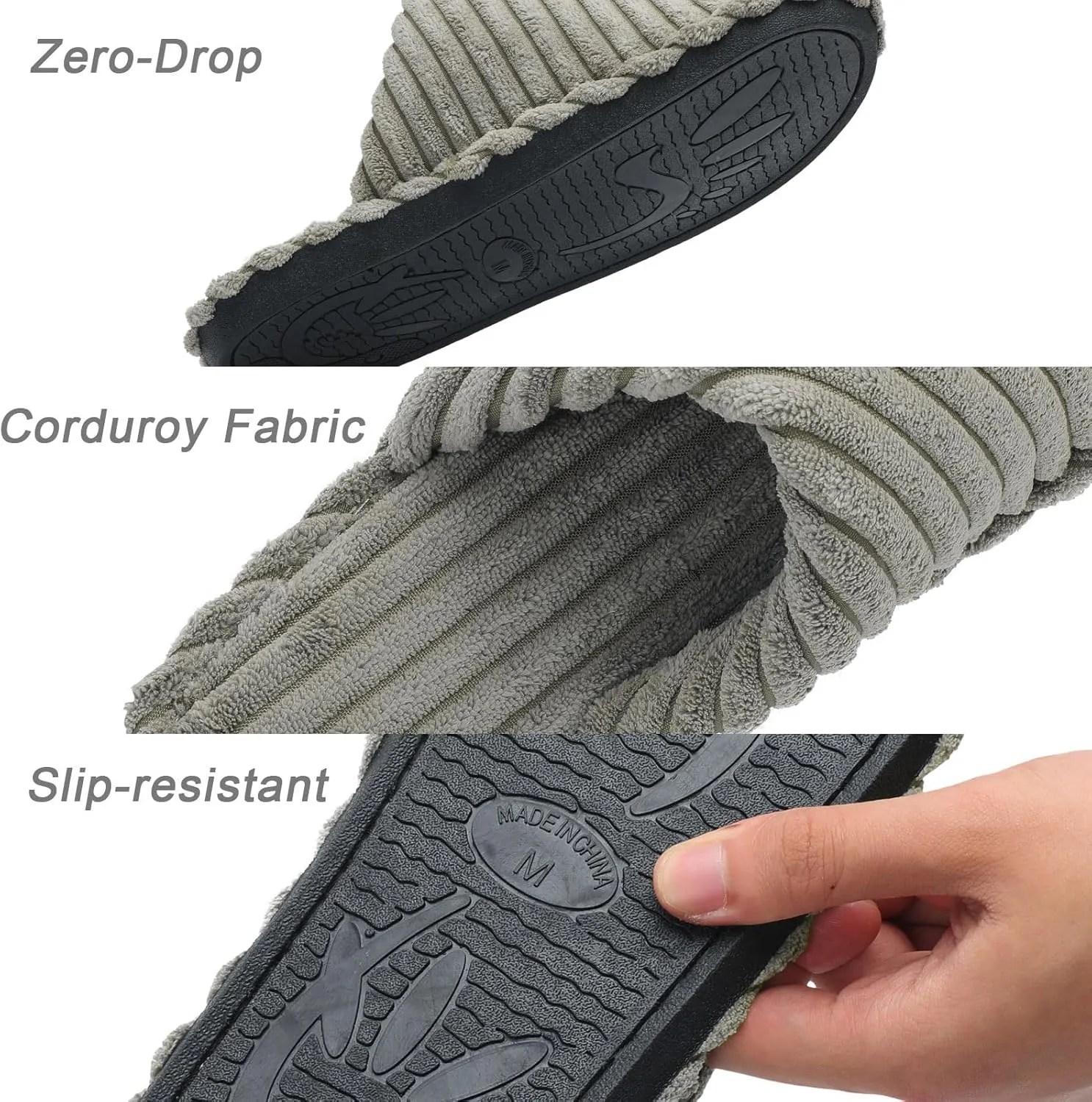 Slippers for Women House Bedroom Corduroy Crossbands Slide Indoor Outdoor Shoes