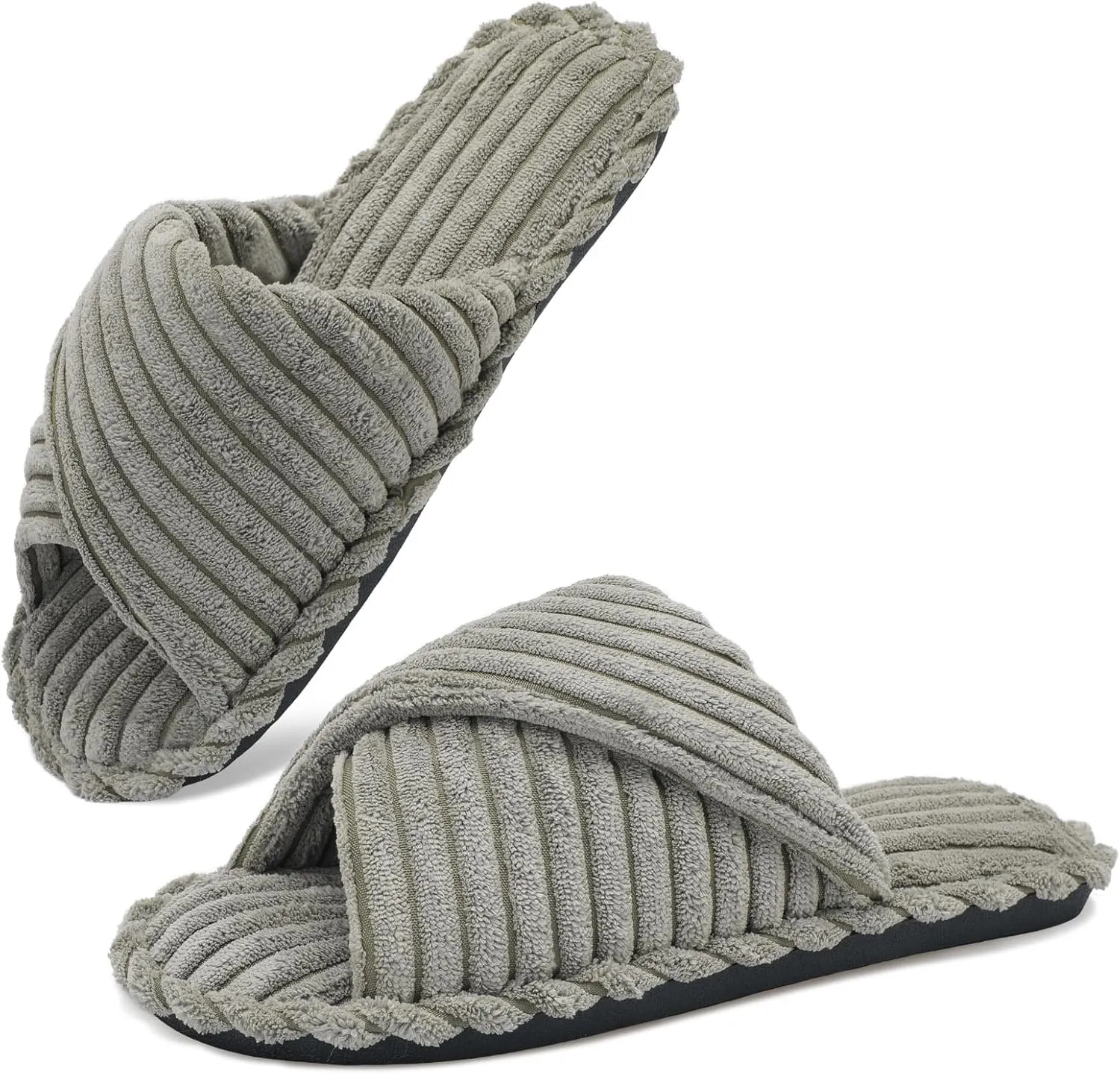Slippers for Women House Bedroom Corduroy Crossbands Slide Indoor Outdoor Shoes