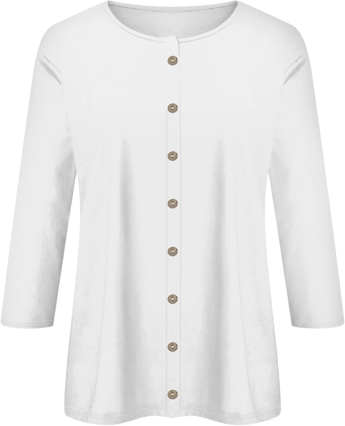 slqdgmryz Button Down Shirts for Women 3/4 Sleeve Lightweight Summer Cardigan Casual V Neck Three Quarter Length Cute Tops