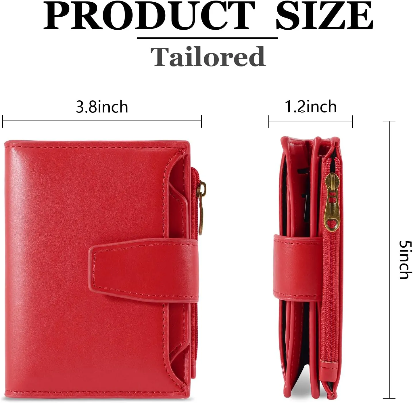 Small Wallet Women RFID Blocking Soft Leather Bifold Compact Card Holder Wallet for Women with Zipper Coin Pocket 4 ID Window