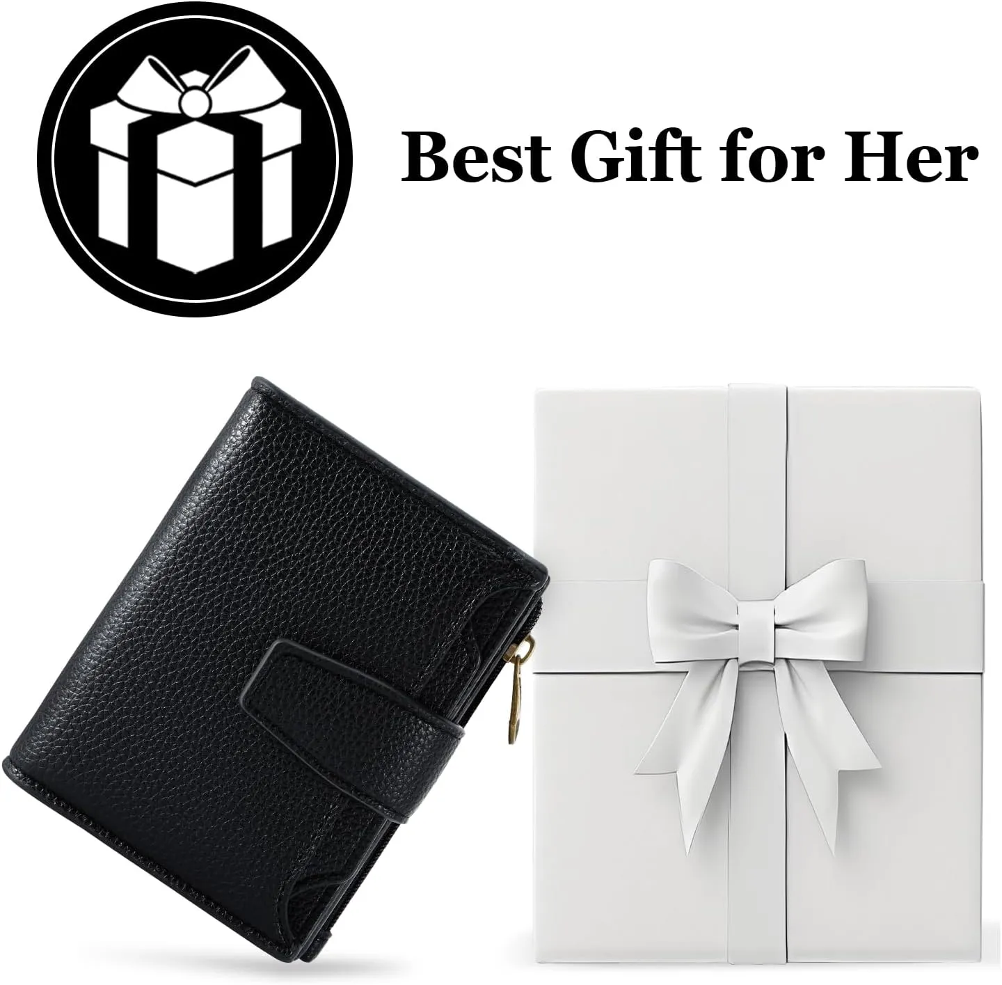Small Wallet Women RFID Blocking Soft Leather Bifold Compact Card Holder Wallet for Women with Zipper Coin Pocket 4 ID Window