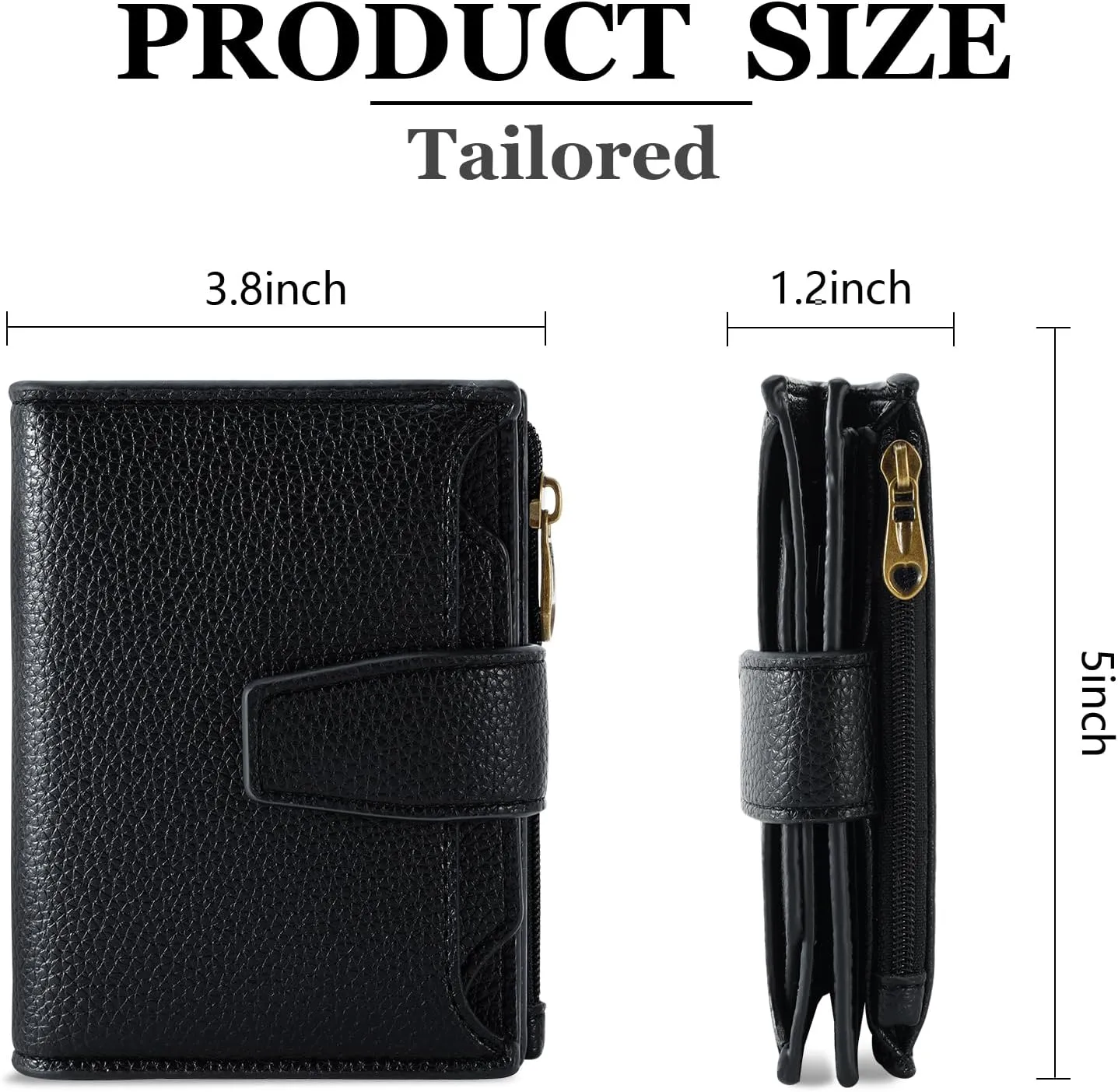 Small Wallet Women RFID Blocking Soft Leather Bifold Compact Card Holder Wallet for Women with Zipper Coin Pocket 4 ID Window
