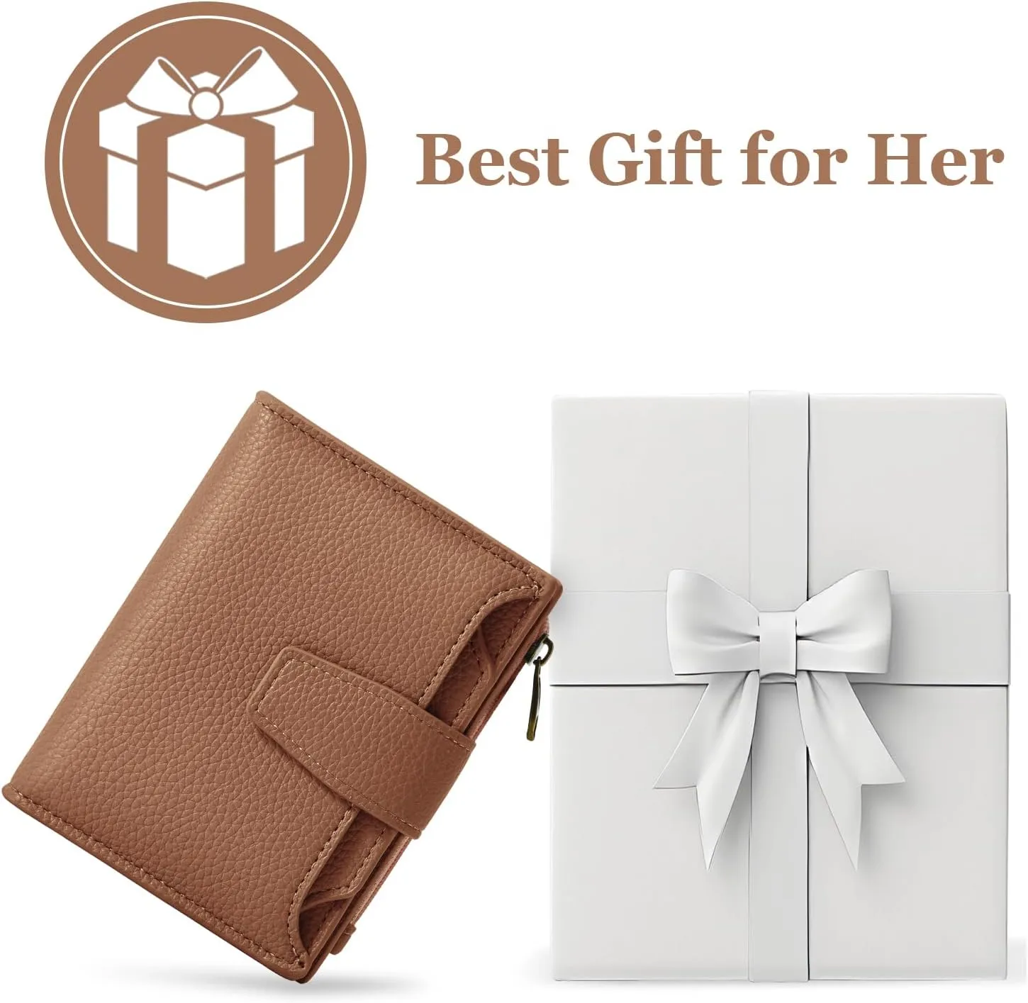 Small Wallet Women RFID Blocking Soft Leather Bifold Compact Card Holder Wallet for Women with Zipper Coin Pocket 4 ID Window