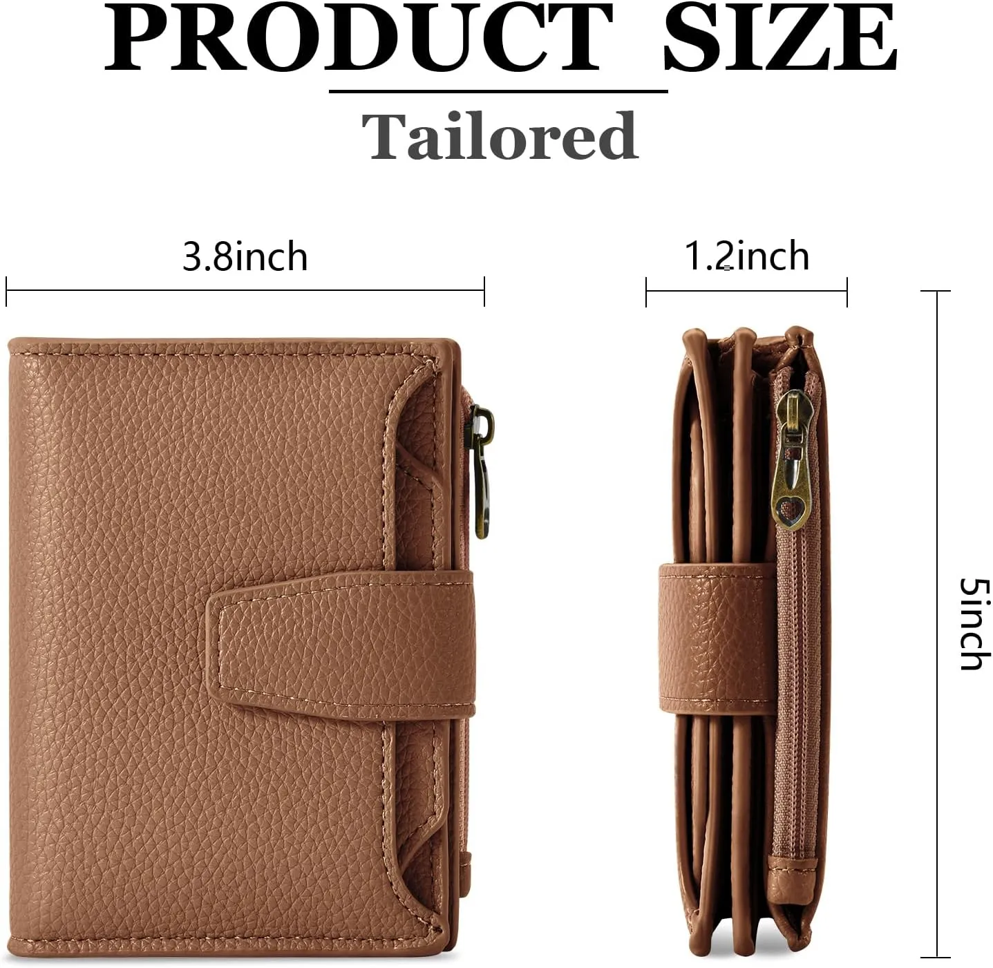 Small Wallet Women RFID Blocking Soft Leather Bifold Compact Card Holder Wallet for Women with Zipper Coin Pocket 4 ID Window