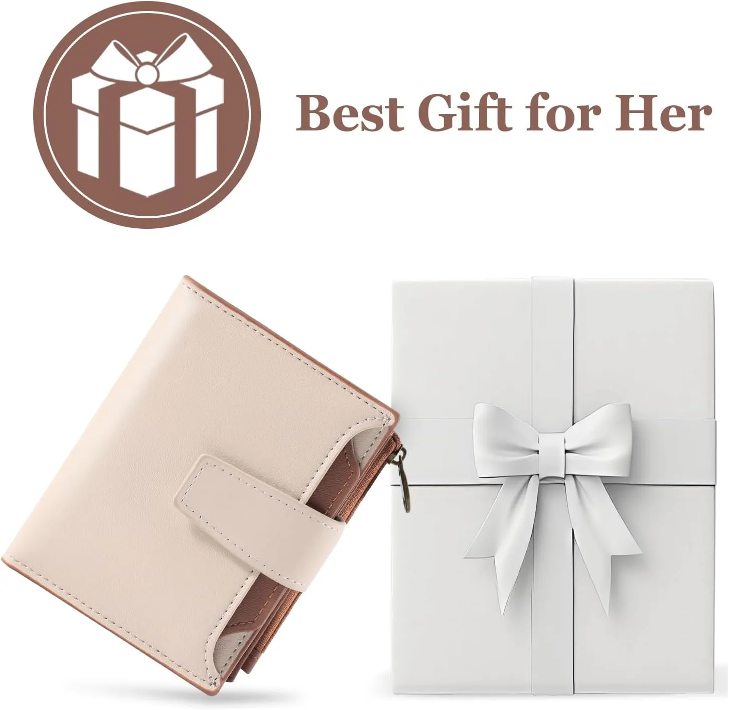 Small Wallet Women RFID Blocking Soft Leather Bifold Compact Card Holder Wallet for Women with Zipper Coin Pocket 4 ID Window
