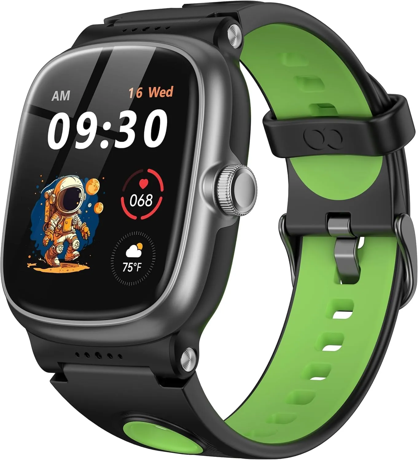 Smart Watch for Kids Boys Girls with Sleep | Health | Activity Tracker, Games, Alarm, IP68 Waterproof Kids Fitness Watch with Pedometer, Family Account, Toys Gifts for Kids Aged 4-16 (Green/Jet Black)