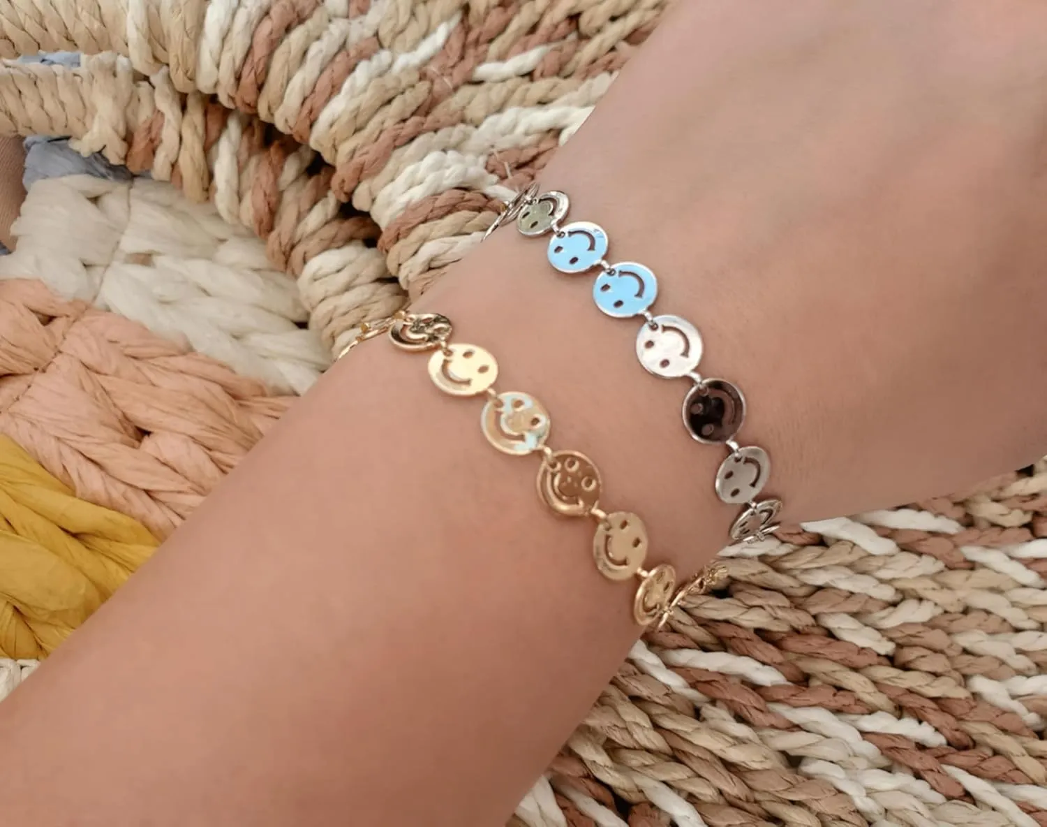 Smile Face Bracelet Gold Plated Happy Smiling Faces Gift For Her