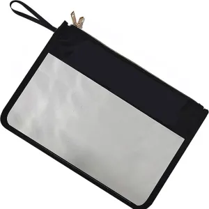 Snack Bag,Clear Makeup Bag Cosmetic Bag,Toiletry Pouches with Double Zipper Waterproof Travel Purse Gift (Black)