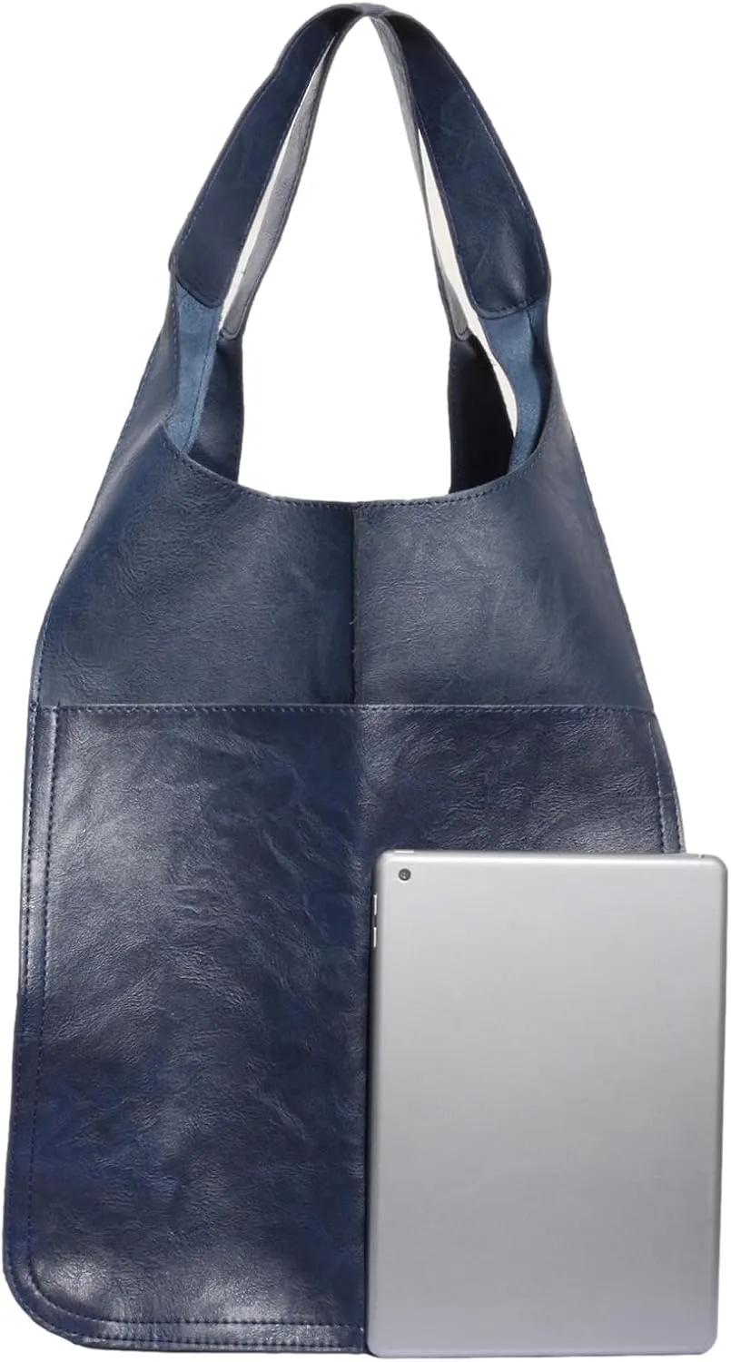 Soft Leather Tote Bag for Women Extra Large Boho Bucket Handbag Oversized Purse Shoulder Bag for Working Traveling