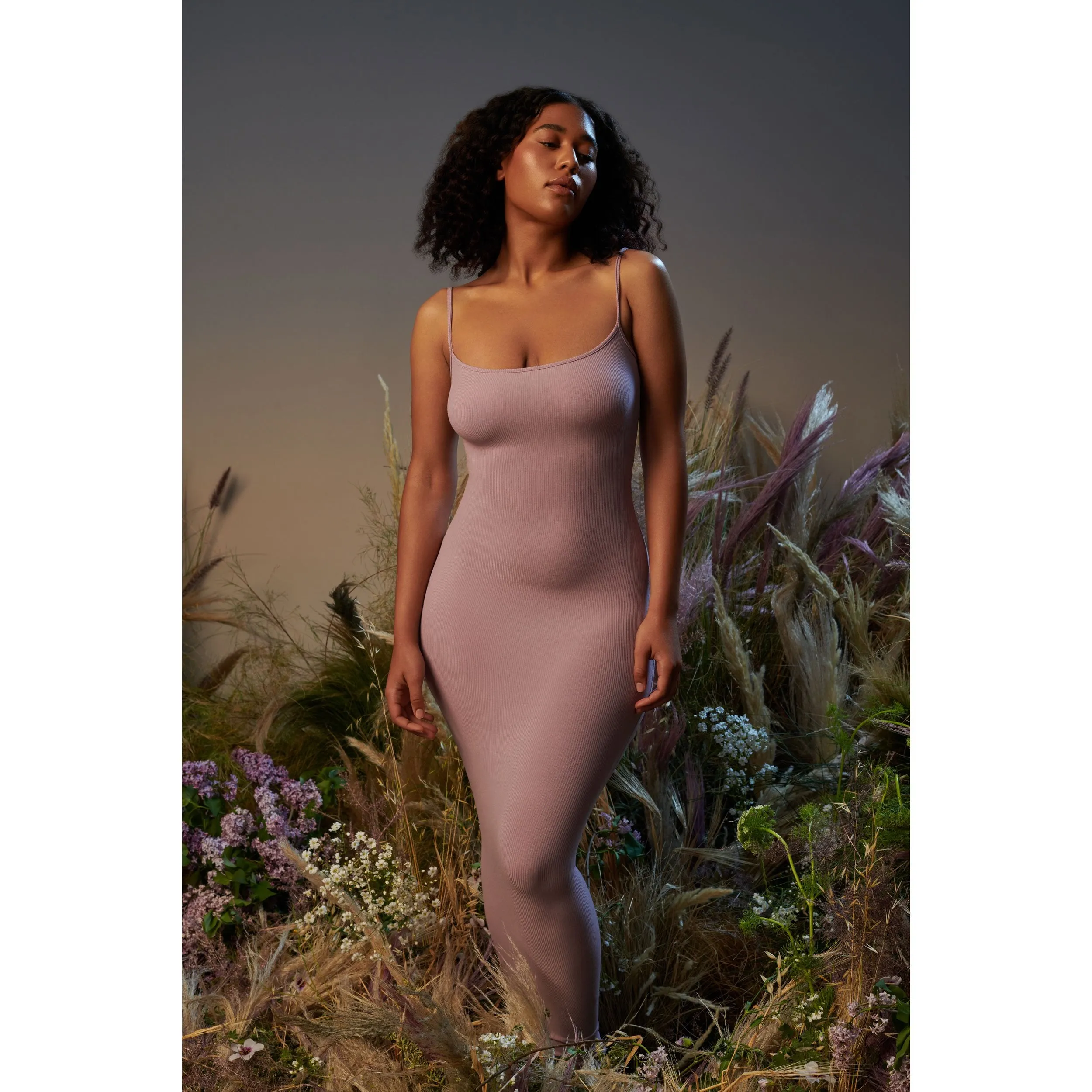SOFT LOUNGE LONG SLIP DRESS | ARCTIC