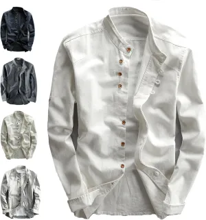 Soulona Shirt,Men's Button Long Sleeve Shirt,Men's Katana Japan Style Shirt Soulona,Premium LinenJapan Style Shirt