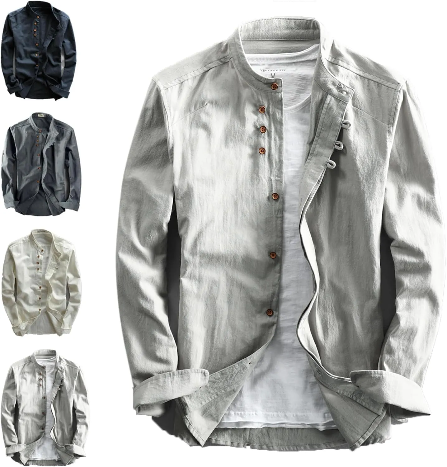 Soulona Shirt,Men's Button Long Sleeve Shirt,Men's Katana Japan Style Shirt Soulona,Premium LinenJapan Style Shirt