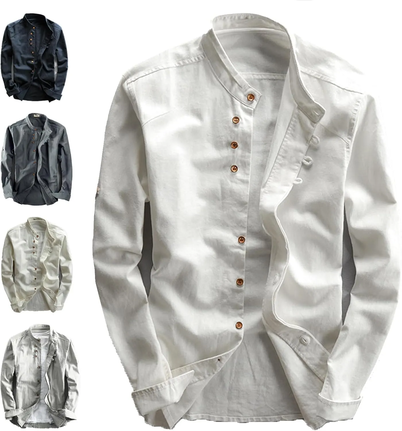 Soulona Shirt,Men's Button Long Sleeve Shirt,Men's Katana Japan Style Shirt Soulona,Premium LinenJapan Style Shirt
