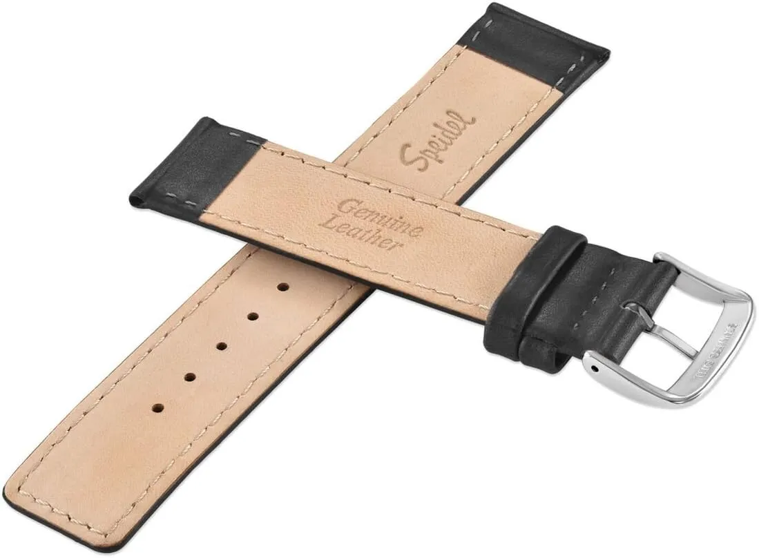 Speidel Genuine Leather Square Tip Watch Band 18mm,20mm,22mm,24mm,26mm,8mm,30mm-Black, Brown,Honey Oiled Leather Replacement Strap, Stainless Steel Metal Buckle Clasp, Watchband Fits Most Watch Brands