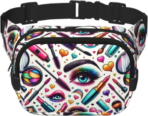 Square Colorful-Makeup-Beauty Double-Layer Sport Fanny Pack Waist Pack Large Crossbody Waist Bag For Running Travel Walking