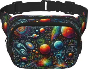 Square Colorful-Math-Equation-Planets Double-Layer Sport Fanny Pack Waist Pack Large Crossbody Waist Bag For Running Travel Walking
