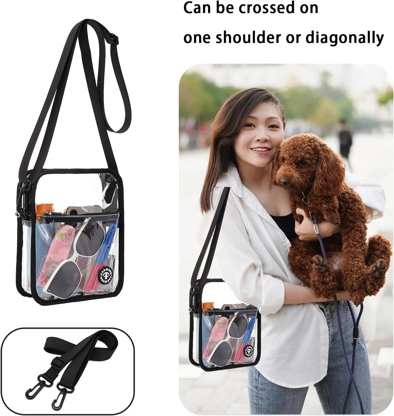 Stadium Event Clear Bag Women's Clear Bag Purse Crossbody Bag Stadium Approved with Front Pocket for Concerts