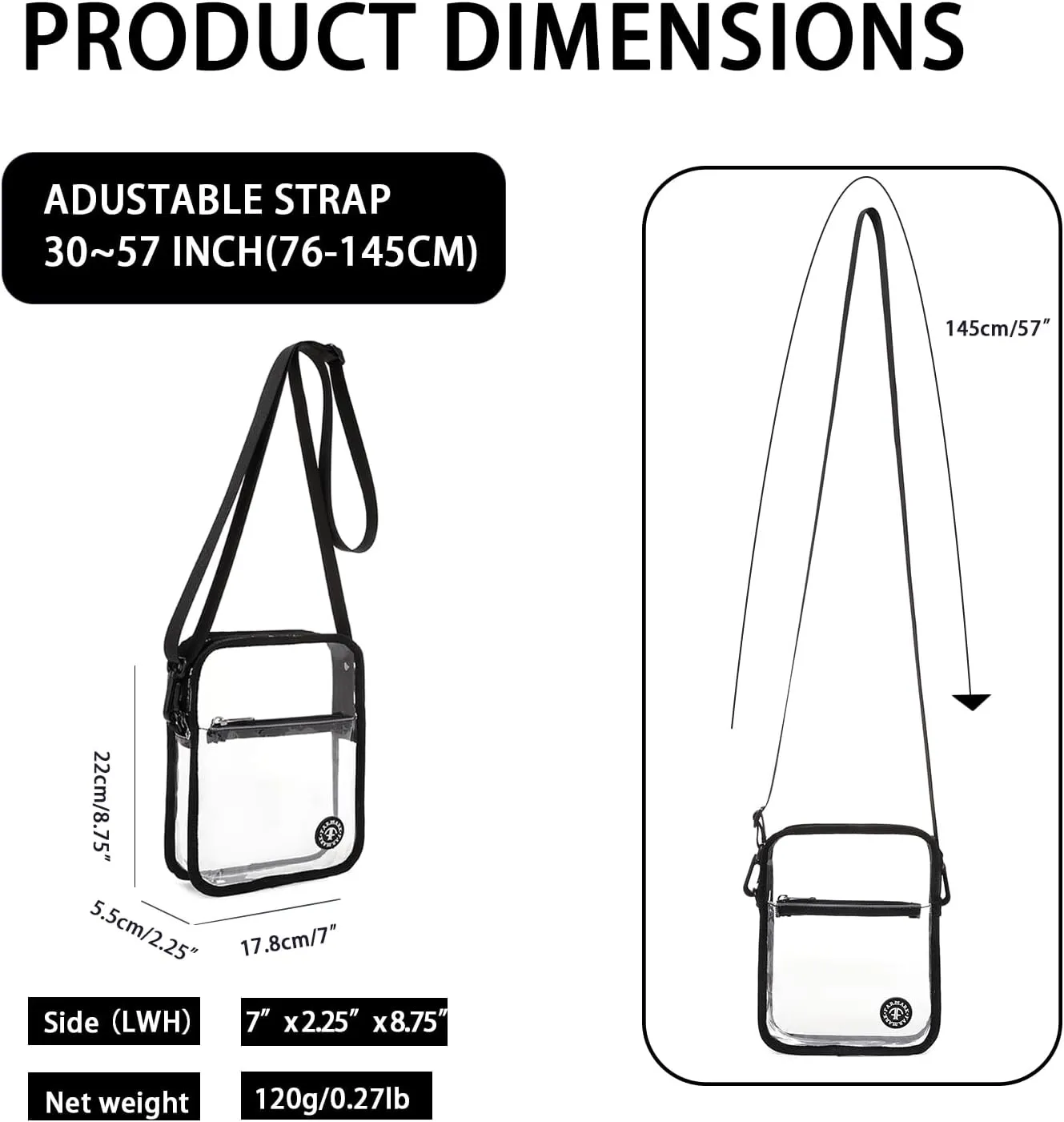 Stadium Event Clear Bag Women's Clear Bag Purse Crossbody Bag Stadium Approved with Front Pocket for Concerts