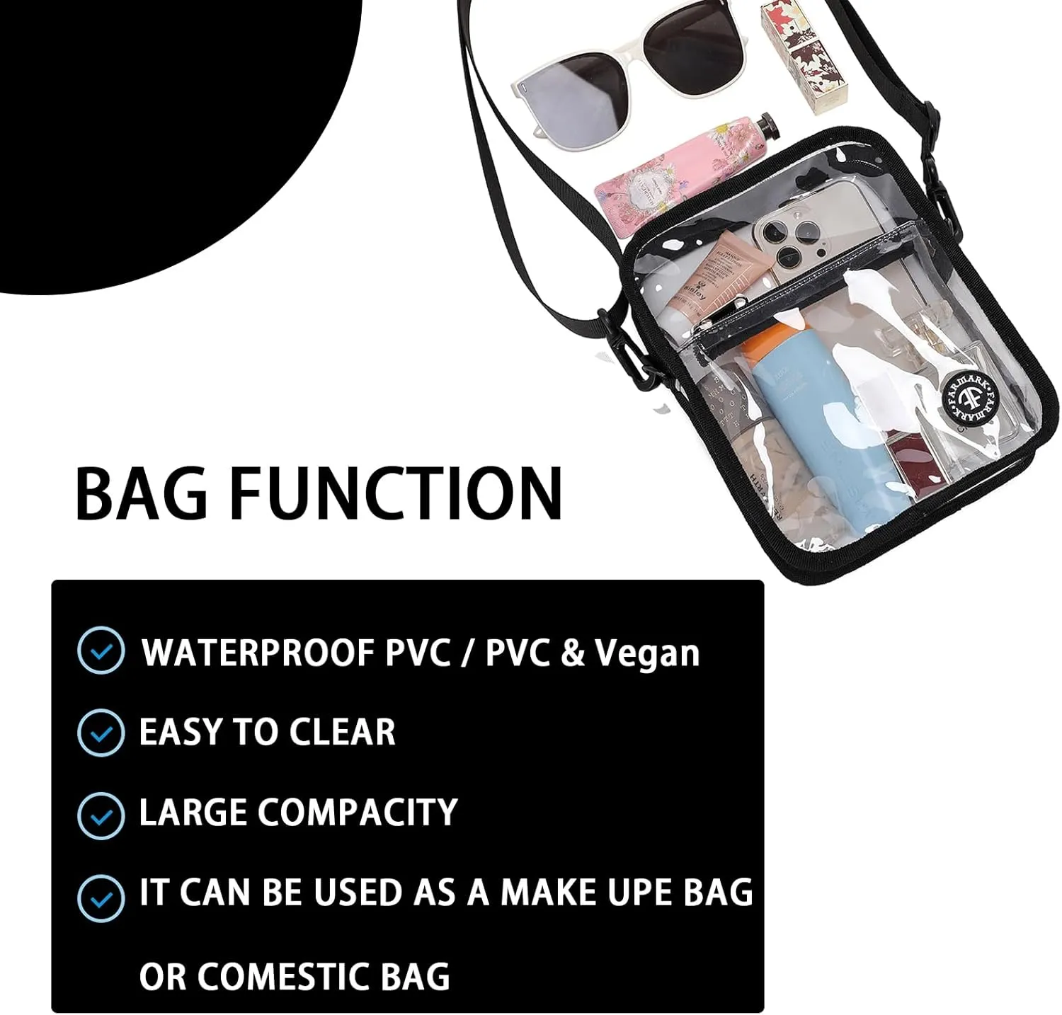 Stadium Event Clear Bag Women's Clear Bag Purse Crossbody Bag Stadium Approved with Front Pocket for Concerts