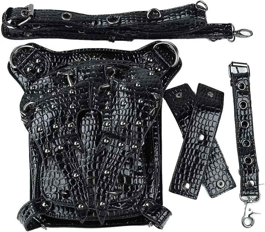 Steampunk Waist Bags for Women Leather Multifunctional Crossbody Bag Shoulder Bag With Belt Buckle