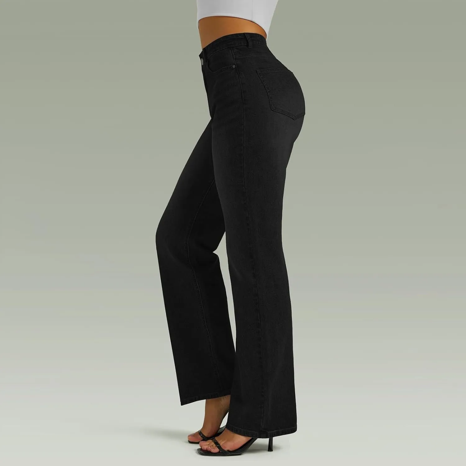 Straight Leg Jeans for Women High Waisted Stretchy Wide Leg Boyfriend Denim Pants Trendy Versatile 90s Trouser Jeans