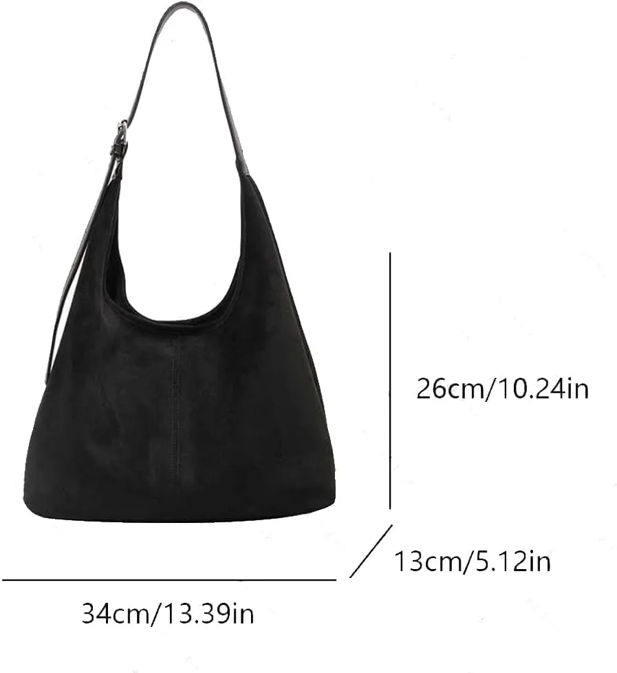 Suede Tote Bag for Women Brown Suede Hobo Bag leather Suede Slouchy Shoulder Handbag Fashion Retro Purse Satchel