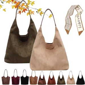 Suede Tote Bag for Women Brown Suede Hobo Bag leather Suede Slouchy Shoulder Handbag Fashion Retro Purse Satchel