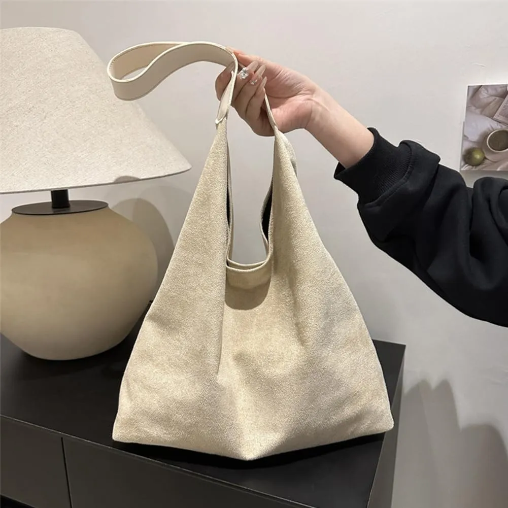 Suede Tote Bag for Women Brown Suede Hobo Bag leather Suede Slouchy Shoulder Handbag Fashion Retro Purse Satchel