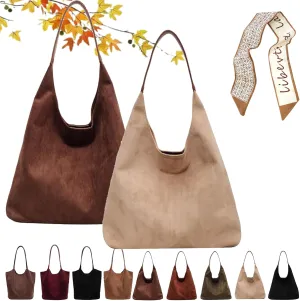 Suede Tote Bag for Women Brown Suede Hobo Bag leather Suede Slouchy Shoulder Handbag Fashion Retro Purse Satchel