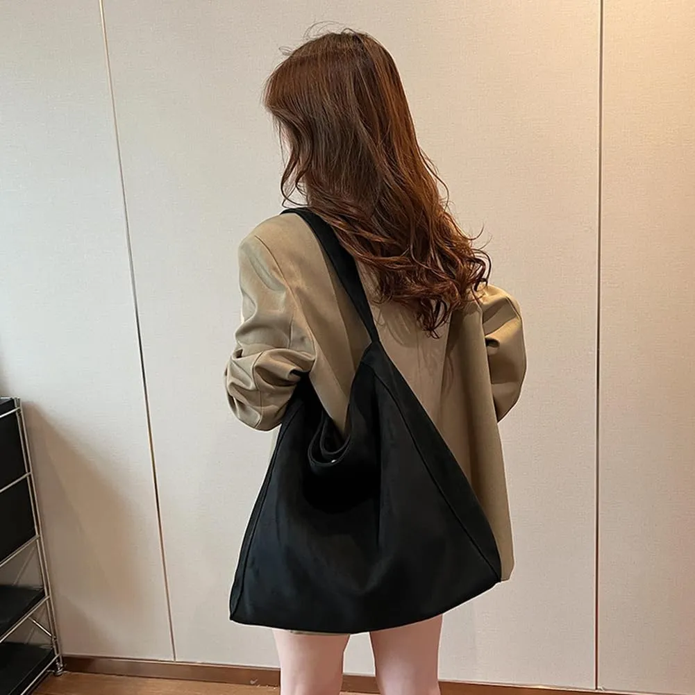 Suede Tote Bag for Women Brown Suede Hobo Bag leather Suede Slouchy Shoulder Handbag Fashion Retro Purse Satchel