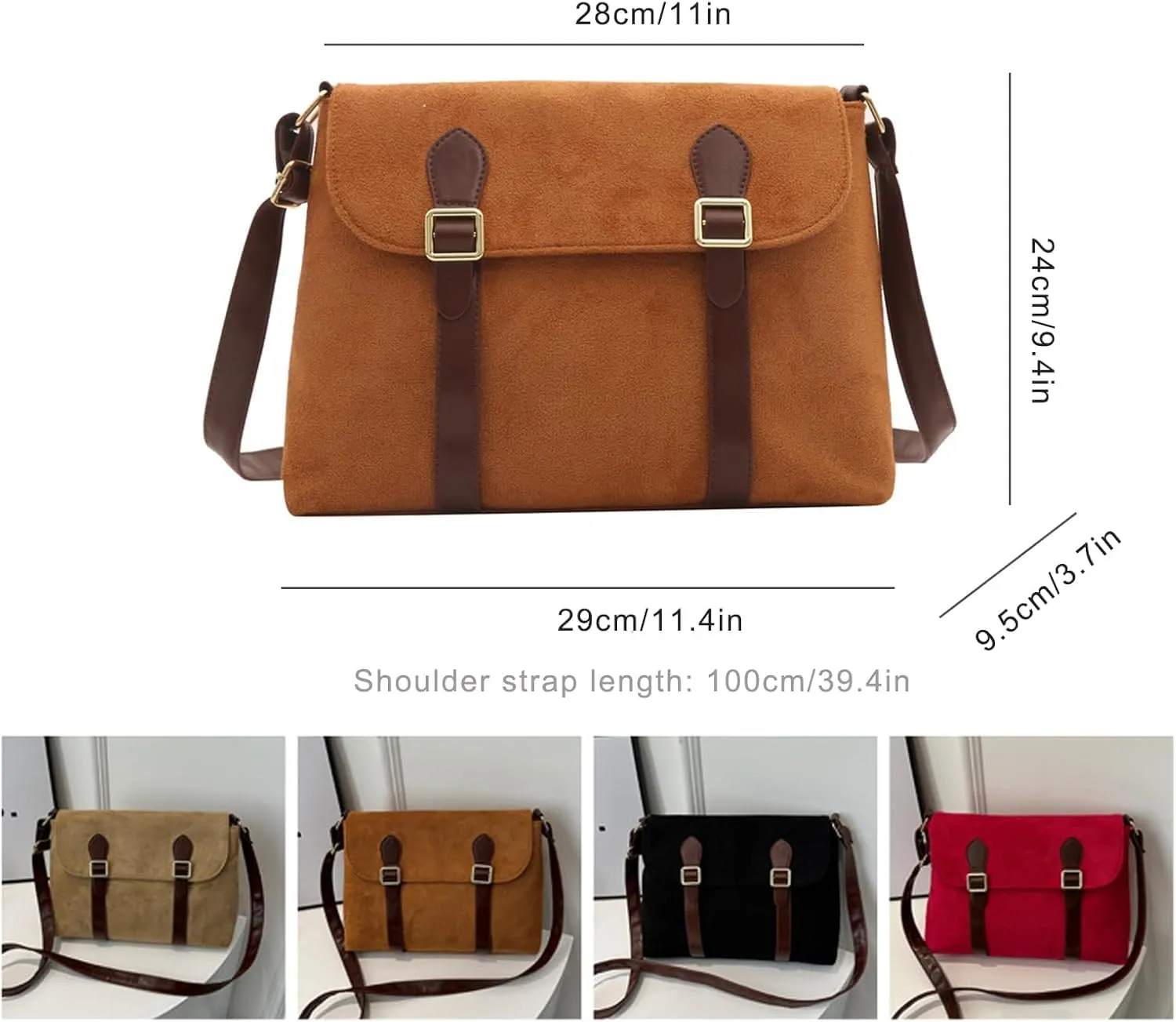 Suede Tote Bag For Women Frosted Leather Shoulder Bag Crossbody Satchel Bags With Magnetic Buckle