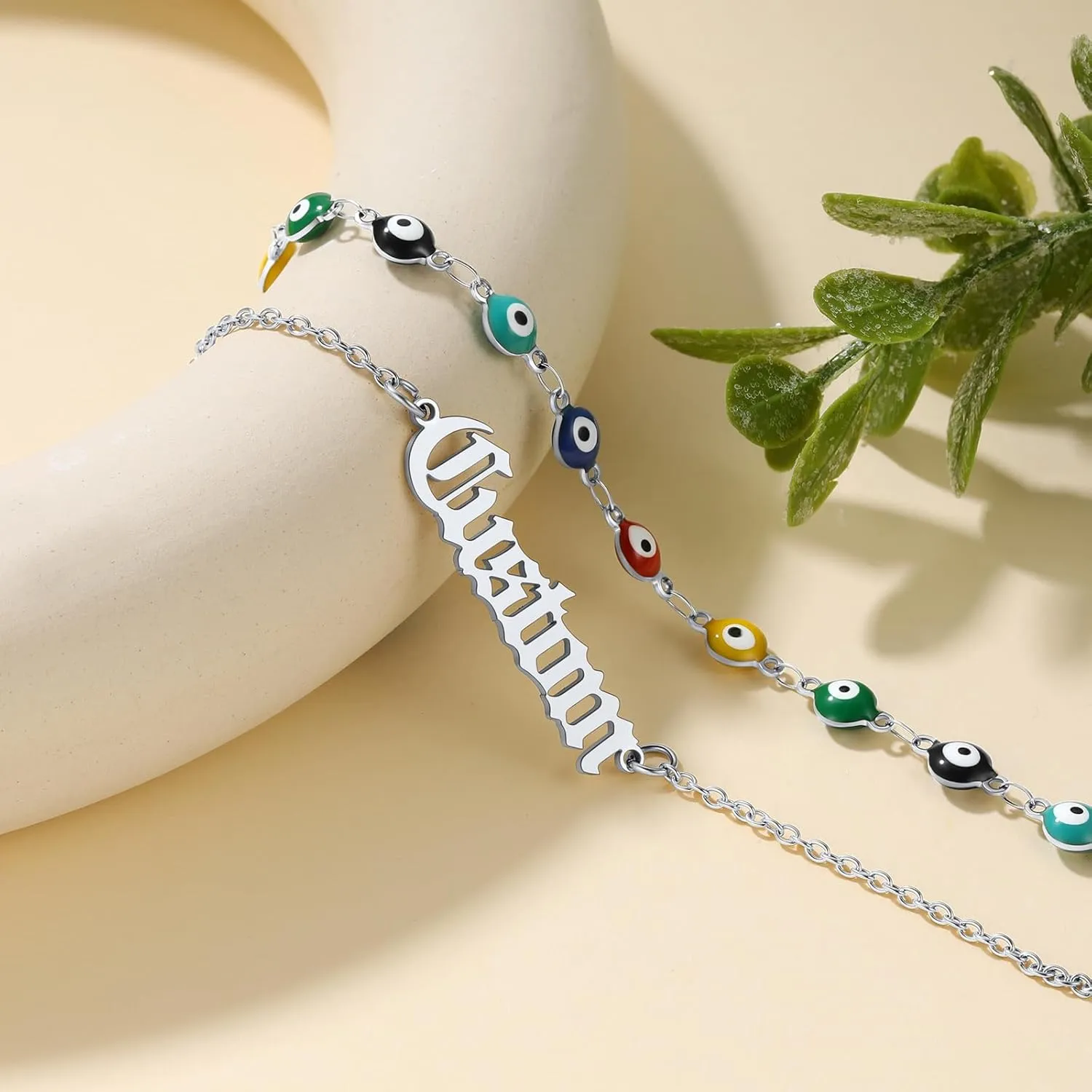 Supcare Evil Eye Anklets for Women,Cuban/Figaro/Mariner/Snake Chain Layered Ankle Bracelet Gifts (with Gift Packing)