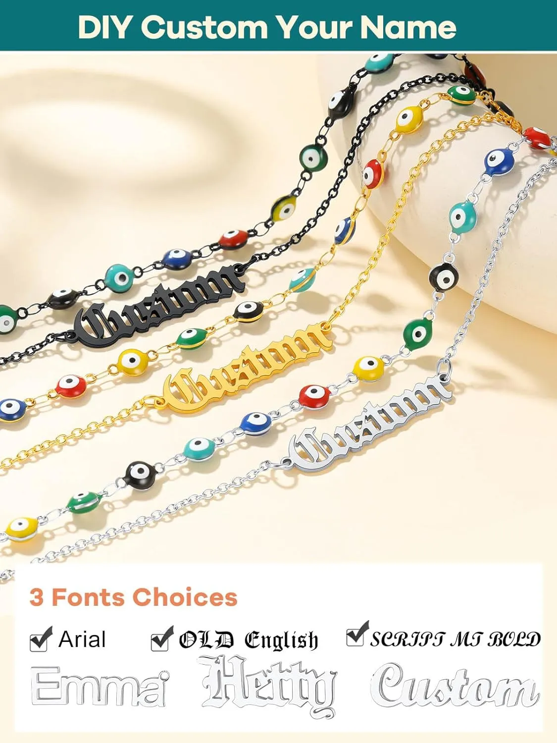 Supcare Evil Eye Anklets for Women,Cuban/Figaro/Mariner/Snake Chain Layered Ankle Bracelet Gifts (with Gift Packing)