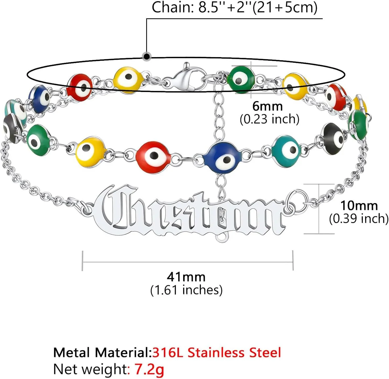 Supcare Evil Eye Anklets for Women,Cuban/Figaro/Mariner/Snake Chain Layered Ankle Bracelet Gifts (with Gift Packing)