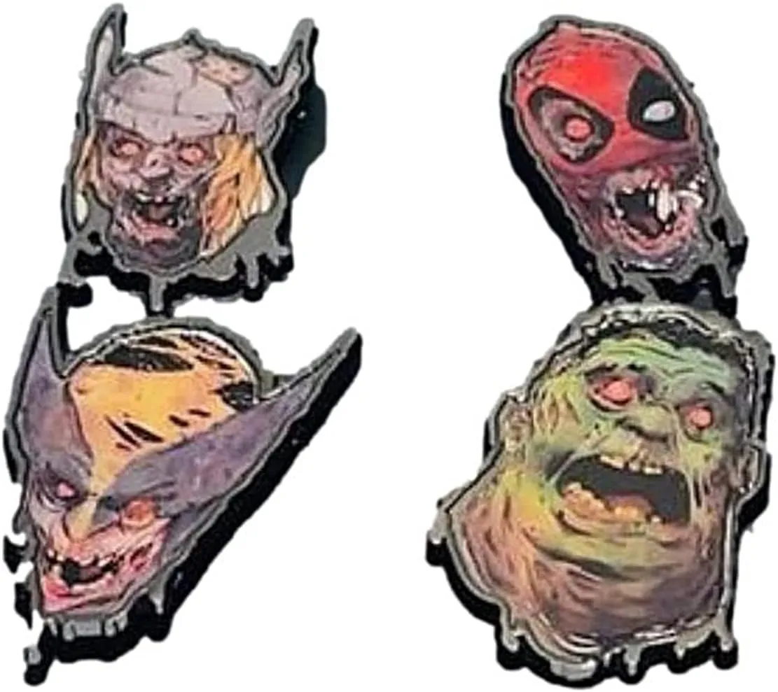 Superhero Monster Faces Metal Enamel 1 Inch Tall Pin Set