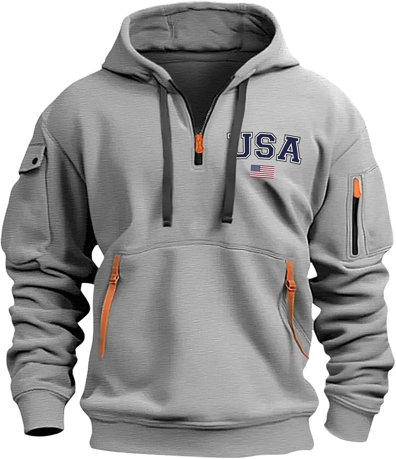 Sweatshirt Men 1/4 Zip Running Athletic Cool Drawstring Hoodies for Men Basic Stylish Sweatshirt with Pockets