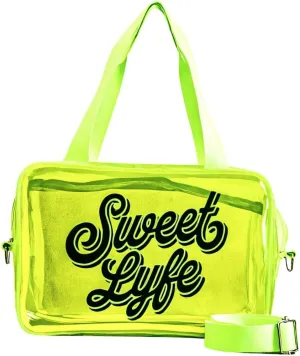 SWEET LYFE Clear Cosmetic Bag with Bright Design, 10x6.7x3.93 inches, Clear Tote Bag (Light Green)