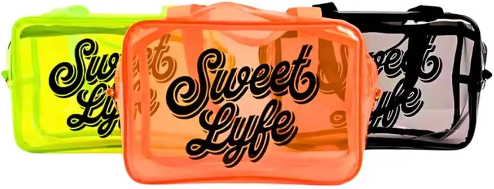 SWEET LYFE Clear Cosmetic Bag with Bright Design, 10x6.7x3.93 inches, Clear Tote Bag (Light Green)