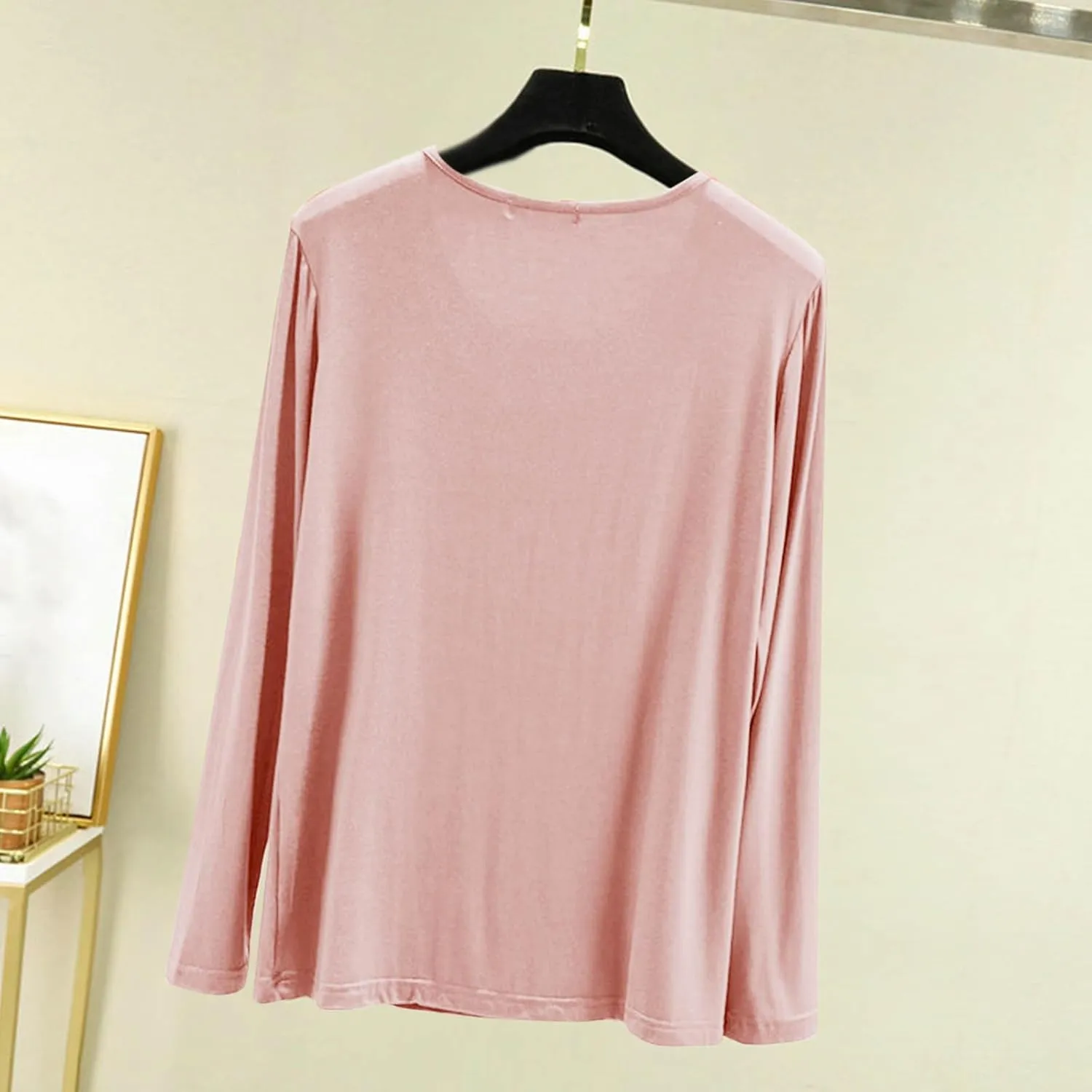 TANGNADE Women's Long Sleeve Sleep T-Shirt Crew Neck Pajama Tops Nightwear Comfy Shirts Trendy Fashion Lounge Clothes