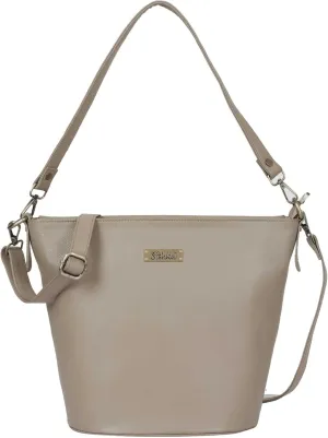 Taupe Genuine Leather Bucket Hobo Bag for Women  Elegant Shoulder Tote Purse, Chic Handbag, Spacious Satchel Perfect for Work, Parties, Casual Outings & Travel (H 9.87" x W 13" x D 5.25").