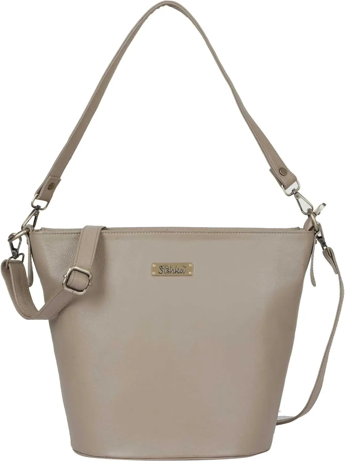 Taupe Genuine Leather Bucket Hobo Bag for Women  Elegant Shoulder Tote Purse, Chic Handbag, Spacious Satchel Perfect for Work, Parties, Casual Outings & Travel (H 9.87" x W 13" x D 5.25").