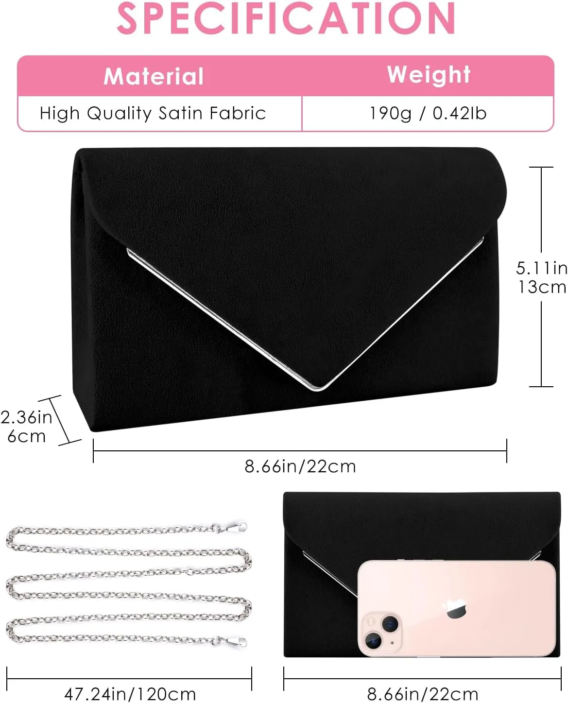 TINDTOP Evening Clutch Purses for Women Handbags for Formal Wedding Party Cocktail Prom Crossbody Shoulder Envelope Bag