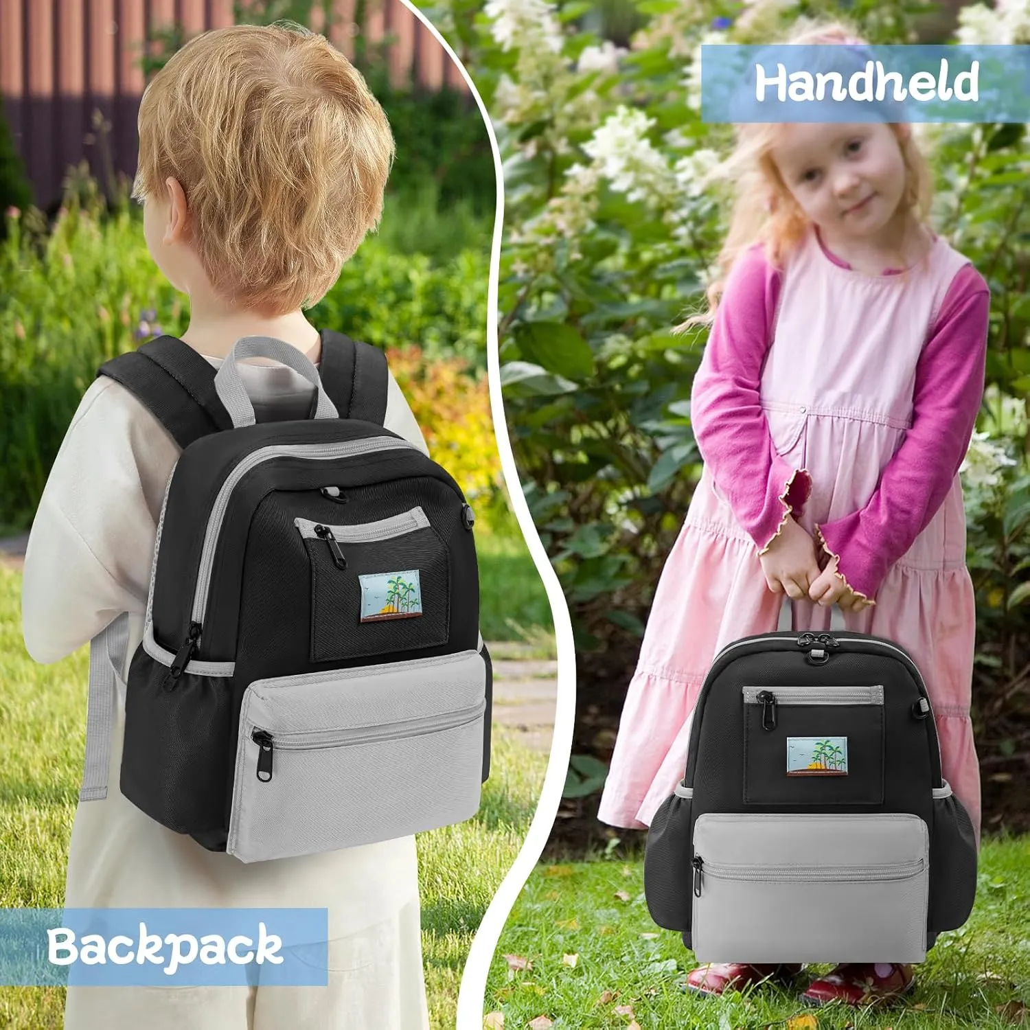 Toddler Backpack For Boys Girls 2-5, Preschool Kindergarten Backpack, Preschool Mini Backpacks For School & Travel, Black Grey