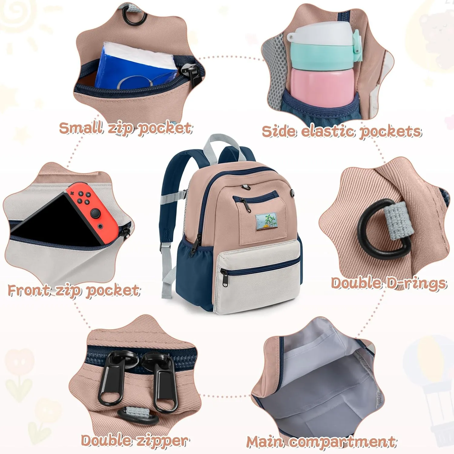 Toddler Backpack For Boys Girls 2-5, Preschool Kindergarten Backpack, Preschool Mini Backpacks For School & Travel, Coffee