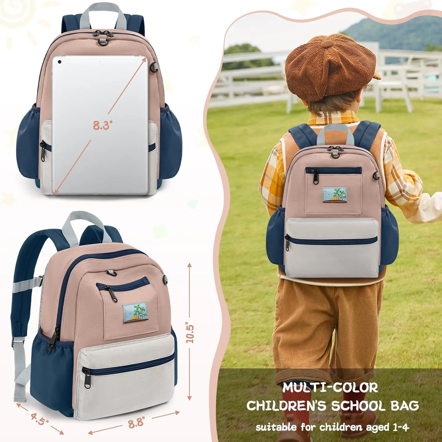 Toddler Backpack For Boys Girls 2-5, Preschool Kindergarten Backpack, Preschool Mini Backpacks For School & Travel, Coffee