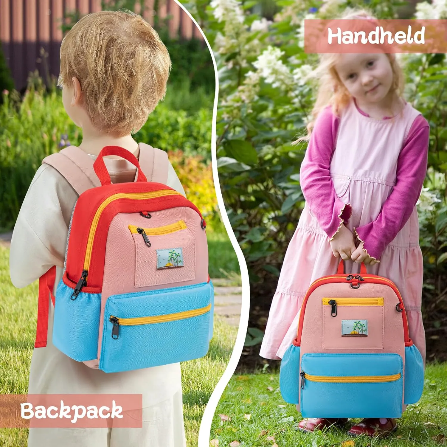 Toddler Backpack For Boys Girls 2-5, Preschool Kindergarten Backpack, Preschool Mini Backpacks For School & Travel, Pink Blue