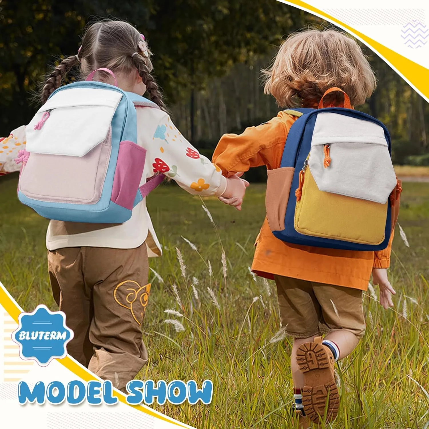Toddler Backpack for Boys Girls, Small Kids Backpack for School, Preschool Kindergarten Backpack, Toddler Mini Bookbag Travel Daypack Yellow Blue