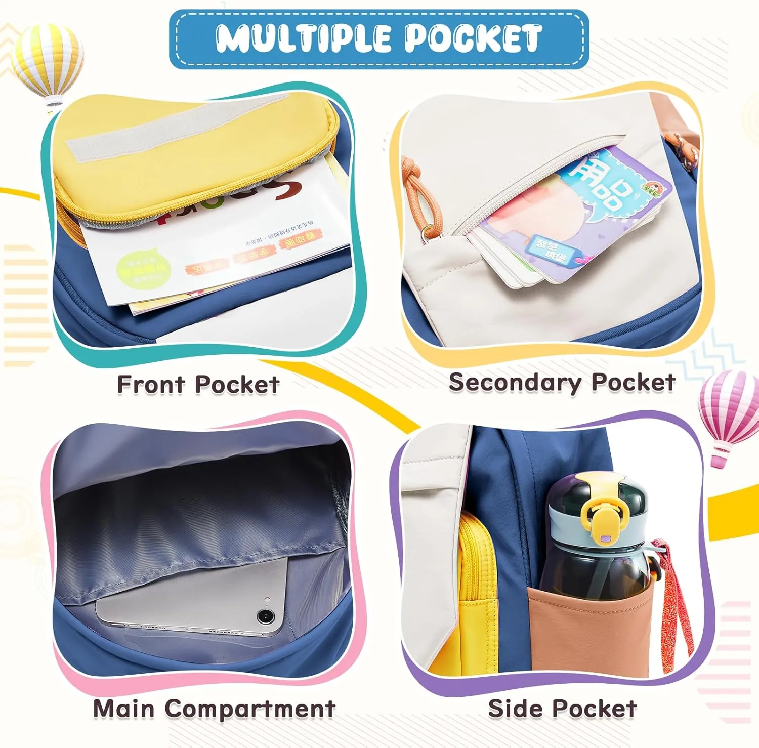 Toddler Backpack for Boys Girls, Small Kids Backpack for School, Preschool Kindergarten Backpack, Toddler Mini Bookbag Travel Daypack Yellow Blue